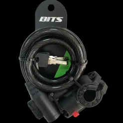 BITS Wirelock curly 12x1000mm key incl bracket - Cykellås - BITS Wirelock curly 12x1000mm key incl bracket