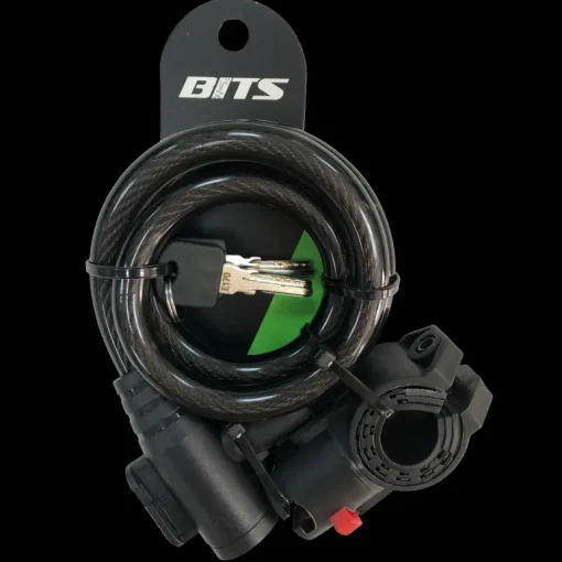 BITS Wirelock curly 12x1000mm key incl bracket - Cykellås - BITS Wirelock curly 12x1000mm key incl bracket