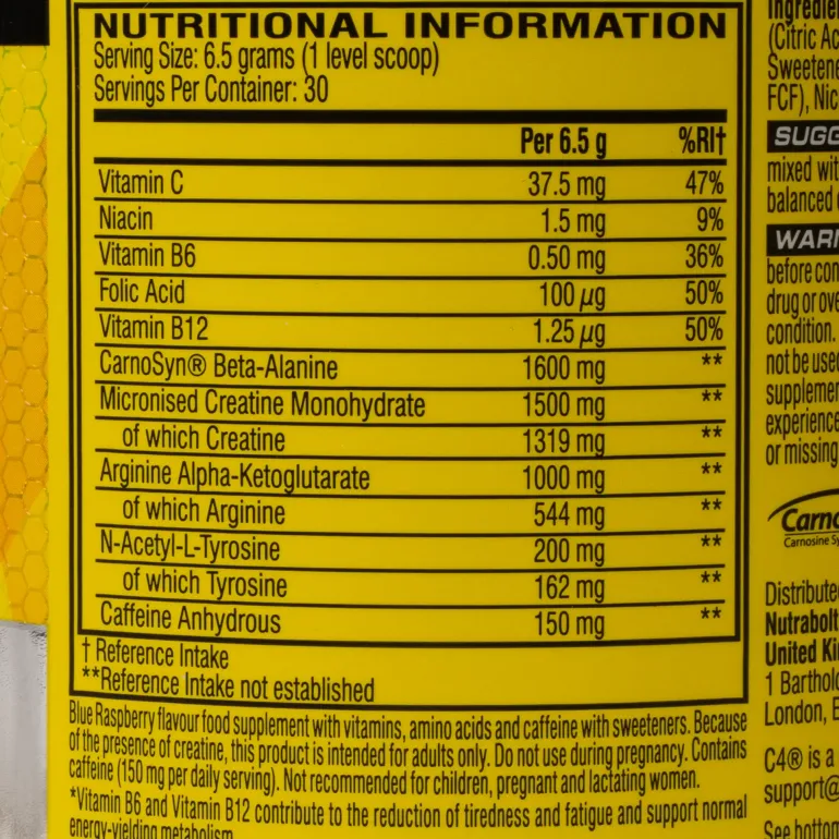 C4 Original Icy Blue Raspberry, pre-workout-pulver - Pre-Workout - C4 Original Icy Blue Raspberry, pre-workout-pulver