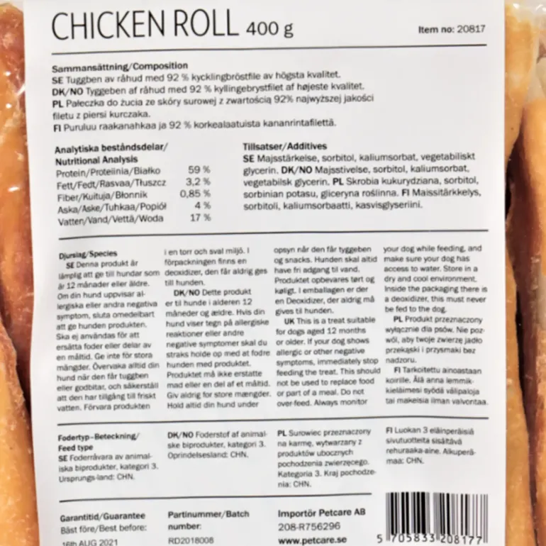 Chicken Rolls 12,5 Cm, 400 g, tuggpinnar - Mat & Matskålar - Chicken Rolls 12,5 Cm, 400 g, tuggpinnar