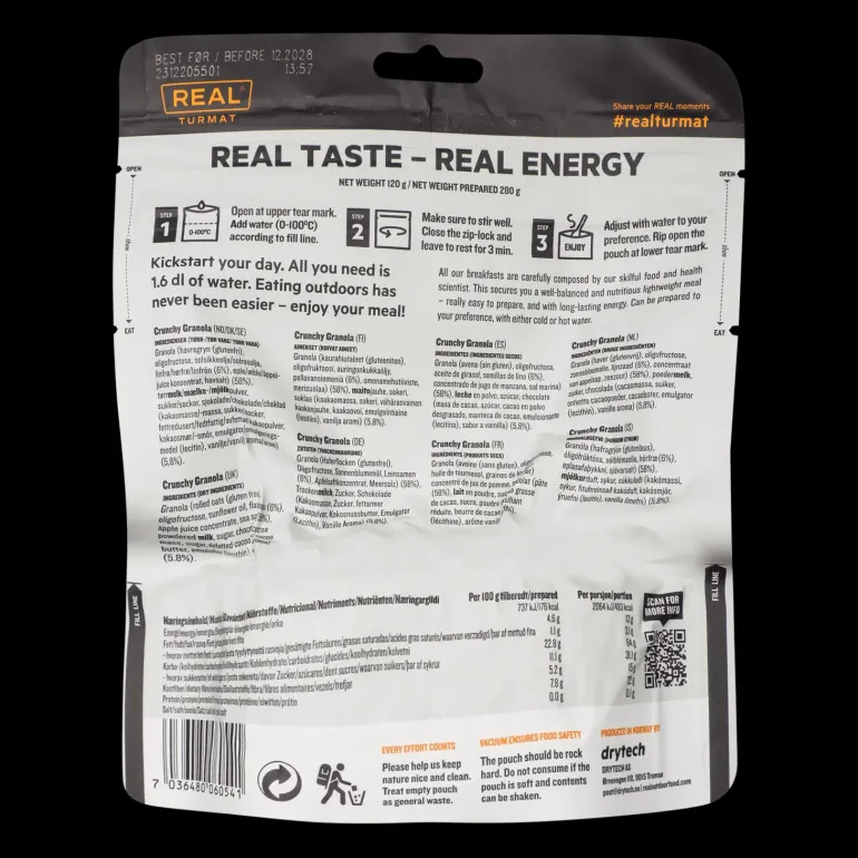 Crunchy Granola, vandringsmat, vegetarisk, glutenfri - Frystorkad Mat - Crunchy Granola, vandringsmat, vegetarisk, glutenfri
