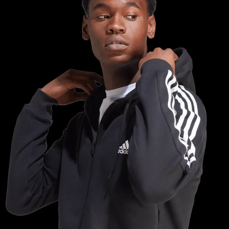 Essential Fleece 3-Stripes Full Zip, hoodie, herr - Hoodtröjor - Essential Fleece 3-Stripes Full Zip, hoodie, herr