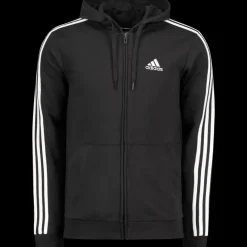 Essential French Terry 3-Stripes Full-Zip Hoodie, huvjacka herr - Hoodtröjor - Essential French Terry 3-Stripes Full-Zip Hoodie, huvjacka herr