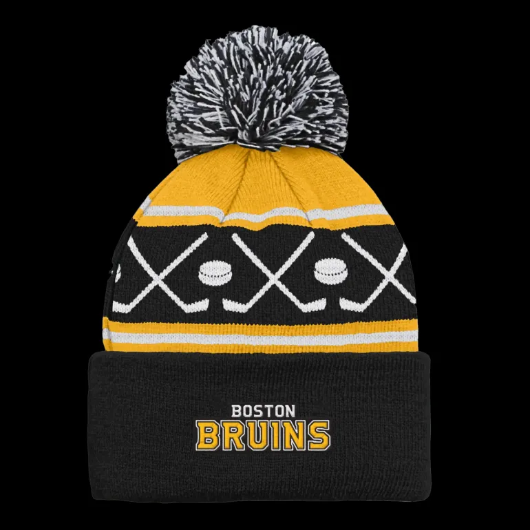 Faceoff Cuff Knit Beanie with pom Bruins - 24/25, supportermössa, unisex, barn - NHL-Produkter - Faceoff Cuff Knit Beanie with pom Bruins - 24/25, supportermössa, unisex, barn