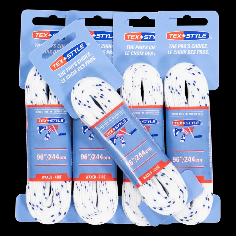 36pack Texstyle waxed Laces 244cm white-22/23, vaxade hockeyskosnören - Skridskosnören - 36pack Texstyle waxed Laces 244cm white-22/23, vaxade hockeyskosnören