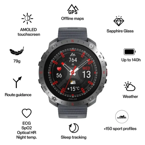 Polar Grit X2 Pro, smartklocka, multisportklocka, unisex - Pulsklocka - Polar Grit X2 Pro, smartklocka, multisportklocka, unisex