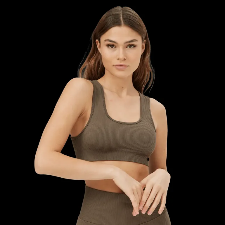 Ribbed Seamless Square Bra, sport-bh, dam - Låg Support - Ribbed Seamless Square Bra, sport-bh, dam
