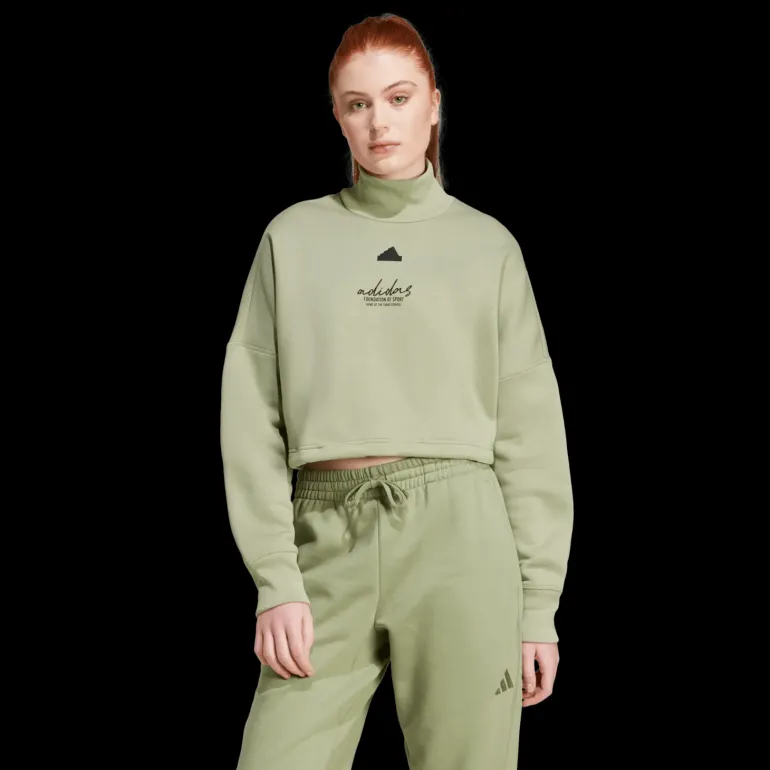 Signature Graphic Embroidery Fleece Crop Sweatshirt, tröja, dam - Fritidströjor - Signature Graphic Embroidery Fleece Crop Sweatshirt, tröja, dam