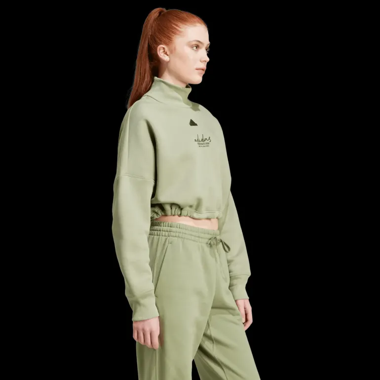 Signature Graphic Embroidery Fleece Crop Sweatshirt, tröja, dam - Fritidströjor - Signature Graphic Embroidery Fleece Crop Sweatshirt, tröja, dam