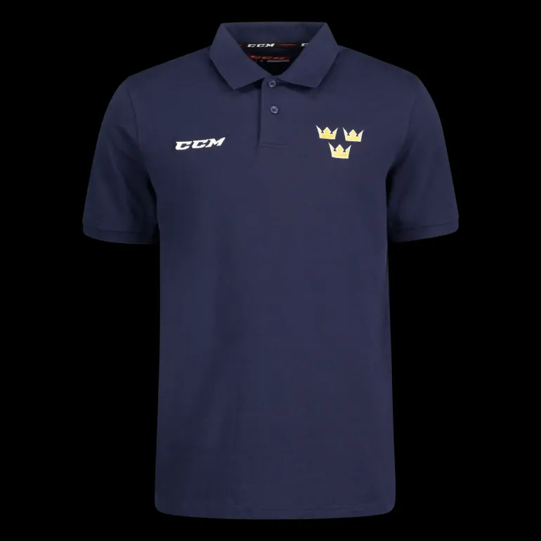 Team Sweden Pique Jub-24, pikétröja, senior - T-Shirts & Shorts - Team Sweden Pique Jub-24, pikétröja, senior