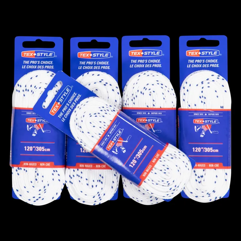 Texstyle unwaxed XL 304 cm white 24 pack- 21/22, ovaxade hockeyskosnören - Skridskosnören - Texstyle unwaxed XL 304 cm white 24 pack- 21/22, ovaxade hockeyskosnören