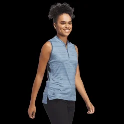Ultimate365 Stripe Sleeveles Polo, linne, dam - Golfpikeer - Ultimate365 Stripe Sleeveles Polo, linne, dam