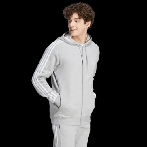 Essential Fleece 3-Stripes Full Zip, hoodie, herr - Hoodtröjor - Essential Fleece 3-Stripes Full Zip, hoodie, herr