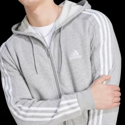 Essential Fleece 3-Stripes Full Zip, hoodie, herr - Hoodtröjor - Essential Fleece 3-Stripes Full Zip, hoodie, herr