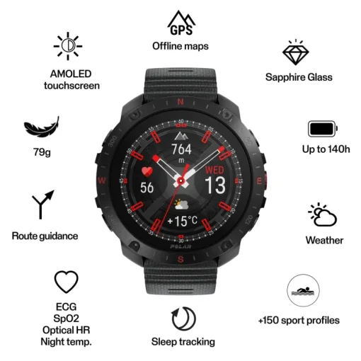 Polar Grit X2 Pro, smartklocka, multisportklocka, unisex - Pulsklocka - Polar Grit X2 Pro, smartklocka, multisportklocka, unisex